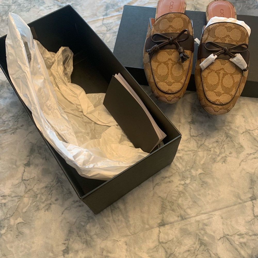 Coach Signature Print Mules